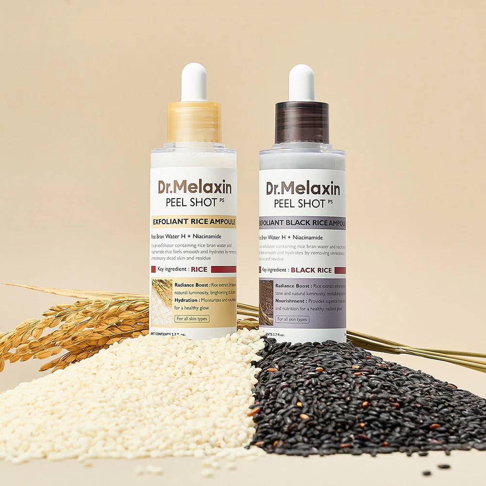 Dr. Melaxin Rice Peel Serum White + Black & Gift